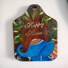 wooden key holder with beautiful elephant art wooden key holder with beautiful elephant art