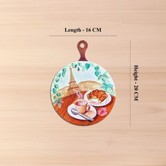 Wooden Chopper Board with Breakfast in Paris