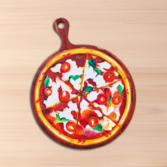 Wooden Chopper Board with Pizza Art