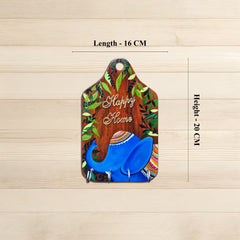 wooden key holder with beautiful elephant art